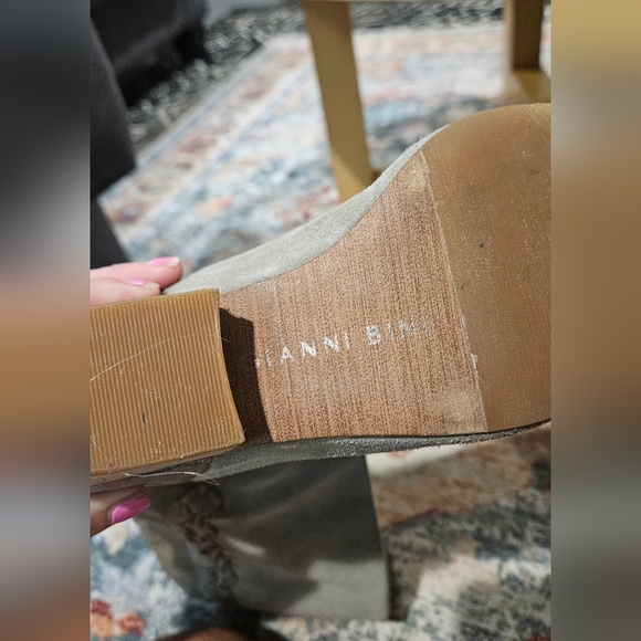 GIANNI BINI Leather/Suede Two Toned Braid Detail Knee High Boots. Olive.Size 7.5 - Picture 4 of 16